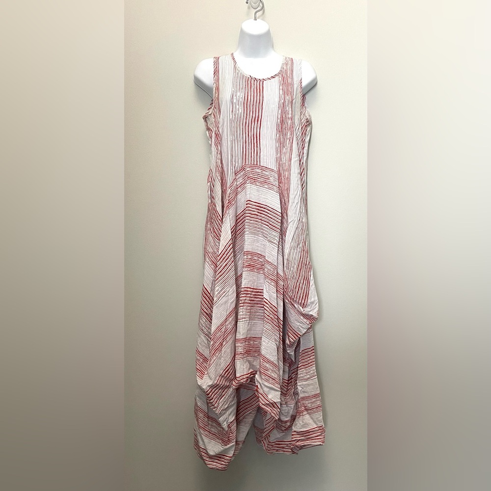 Patrizia Luca Red and White Striped Maxi Dress boho eclectic